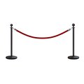 Montour Line Stanchion Post and Rope Kit Black, 2 Ball Top1 Red Rope C-Kit-2-BK-BA-1-ER-RD-PS